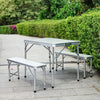 Compact Folding Picnic Table Bench Chair Set Aluminum Alloy 4 Seater Dining Unit