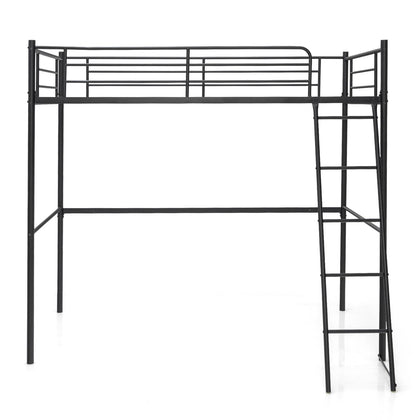 95CM Single Steel Loft Bed Space-Saving Bed Frame High Sleeper Bunk Bed Black