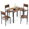 Dining Table Set for 4 Space-Saving Dinette Set w/ 4 Chairs-Brown