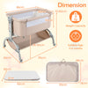 Baby Bassinet Bedside Sleeper with Lockable Wheel & Storage Basket-Beige