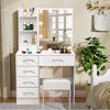 10LED Dressing Table With 6 Drawer Makeup Table With Mirror Stool Desk Bedroom