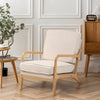 Accent Armchair Wooden Armest Frame Single Padded Sofa Chair Leisure Guest Seat