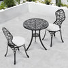 3pcs Garden Cast Aluminium Bistro Set Outdoor Coffee Table with Chairs &Cushions