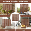 Bedroom Carved Privacy Screen 4-Panel Room Divider-Walnut