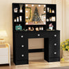 Bedroom Dressing Table With 7 Drawers LED Mirror Set Makeup Desk Vanity Table