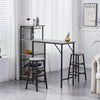 3Pcs Bar Table Stools Set 2 Bar Stools for Breakfast Pub Counter Small Apartment