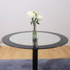Contemporary Black Dining Table 90cm Round Tempered Glass Top With Chrome Legs