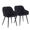 2X Dining Chairs Black velvet Tufted Seat Metal Leg Dining Room Kitchen Chair