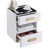 Wireless Charging Bedside Cabinets High Gloss with Adjustable LED Light 2 Drawer