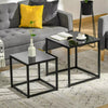 Nest of 2 Side Coffee Tables Set of Bedside Tables for Living Room Black