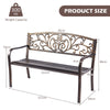 Patio Garden Bench w/Round Armrests & Curved Seat-Antique Brass