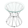 Round Glass Top End Table Living Bedroom Bed Side Sofa Coffee Table Metal Chrome