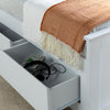 Wooden Single Bed with 3 Storage Drawers & Shelf Headboard White Grey