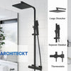 Modern Thermostatic Mixer Shower Set Square Black Finish Twin Head Exposed Valve