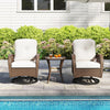3 Pcs Patio Rattan Bistro Set 360° Swivel Outdoor Rocking Chairs-White