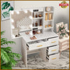 White Modern Dressing Table with LED Lights Mirror Vanity Make up Desk 4 Drawers
