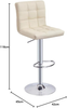 Bar Stool Set of 2 Adjustable Swivel Faux Leather Footrest Metal Beige