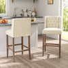 2x Linen Padded Breakfast Bar Stools Kitchen Pub Barstools Counter High Chair