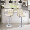 Bar Stools Set of 2 PU Leather Swivel Height Adjustable Bar Chairs With Backrest