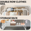 Heavy Duty Clothes Rail 120Kg Load Sturdy Clothes Rack with Shelfs & Shoe Rack