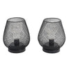 Set of 2 Metal Line Cage Table Lamps Battery Powered Cordless LED Blub Lights UK