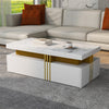 Modern White Rectangular Coffee Table with 2 Storage Drawers for Living Room