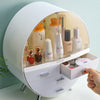 Round Makeup Storage Box Desktop Cosmetic Organizer Drawer Holder Tidy Case Bag