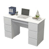 White High Gloss Dressing Table 6 Drawers Vanity Makeup/Computer Table Desk