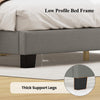 Linen Upholstered Platform Bed with Adjustable Scalloped Tufted Headboard-Grey