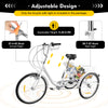 24" Adult Tricycle 6-Speed White 3 Wheel Bicycle Cruise Trike with Basket + Lamp