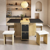 Dining Table Set Folding Retractable Space Saving Chairs Kitchen White Oak Black