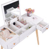 Foldable Makeup Table Set Drawer Mirror Storage Makeup Room White Dressing Table