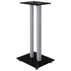 Speaker Stands 2pcs Black & Silver Tempered Glass 2 Pillars Design