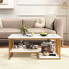 Rectangular 2-Tier Center Table with Open Storage Shelf-White