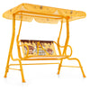 Kids Outdoor Mini Swing w/ Safety Belts & Adjustable Canopy-Yellow