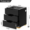 Black Bedside Table with Wireless Charging, USB Charging Station & LED Lights