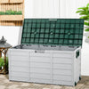 290L Wood Style Plastic Garden Storage Box Outdoor Deck Waterproof Chest Storage