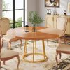 Round Dining Table for 4, 47-Inch Kitchen Dinner Table with Circle Metal Base