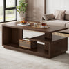 47.24" Coffee Table with Storage Shelf, 3-Tier Rectangle Wooden Center Tea Table