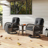 3 Pcs Patio Rattan Bistro Set 360° Swivel Outdoor Rocking Chairs-Black