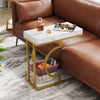 Narrow Side Table White Gold Side Table C Shaped End Table Modern Bedside Table
