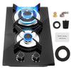 Kitchen Gas Stove LPG Gas 2 Burner Hob Glass Cooktop Camper Van Camping Cooker