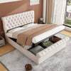 Ottoman Gas Lift Storage Bed Velvet Upholstered Bed Frame 5FT KING SIZE Beige