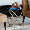 Coffee Table decore Clear Glass Round Side End Chrome Base-STB41/CH