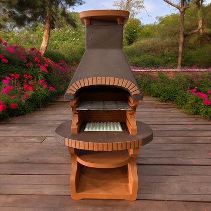 Masonry BBQ barbecue garden grill fireplace wood and charcoal cooking massive