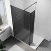 Black Walk In Shower Enclosure Screen With Flipper Panel Wet Room Glass Cubicle