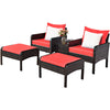 5 Piece Patio Rattan Sofa Set Outdoor Garden Wicker Lounge Chair with Ottoman
