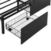 Double Bed Frame Industrial Metal Platform Bed with Headboard & Drawers Storage