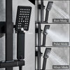 Modern Black Bathroom Exposed Shower Mixer Twin Head Large Square Bar Set Valve