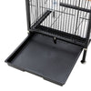 Mobile Metal Bird Cage Open Play Top Parrot Cage Budgie Cage with Perch Feeders